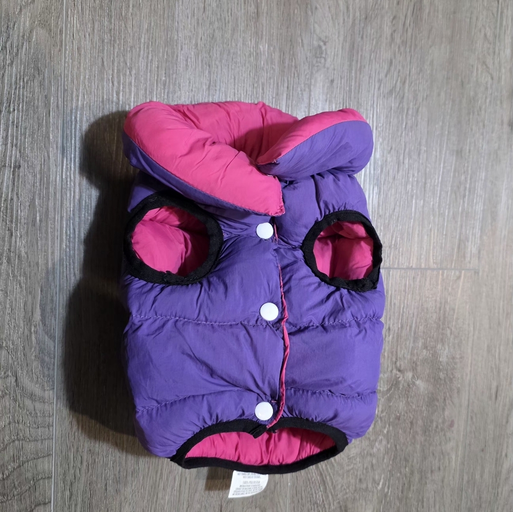 New Small Dog - Cat Coat Reversable Pink Or Purple Snap